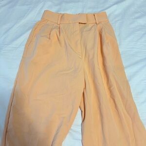 Womens Business Casual Peach Light Orange Pleated Straight Leg Pant US 4 EUR 36